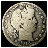1913 Silver Barber Half Dollar NICELY  CIRCULATED