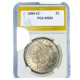 1884-CC Morgan Silver Dollar PGA MS64