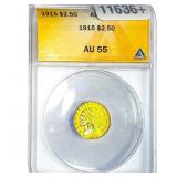 1915 $2.50 Gold Quarter Eagle ANACS AU55