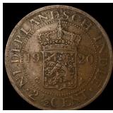 1920 Netherlands East Indies Brass 2 1/2 Cents