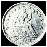 1853 Arrows Seated Liberty Half Dime CLOSELY  UNC
