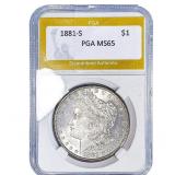 1881-S Morgan Silver Dollar PGA MS65