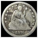 1876-CC Silver Seated Liberty Quarter NICELY  CIR