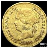 1868 Philippines Gold 1 Peso .0476 AGW
