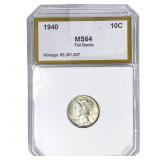 1940 Mercury Silver Dime PCI MS64 Full Bands