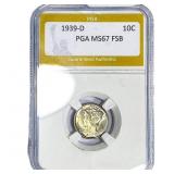 1939-D Mercury Silver Dime PGA MS67 FSB