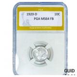 1920-D Mercury Silver Dime PGA MS64 FB