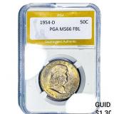1954-D Franklin Half Dollar PGA MS66 FBL