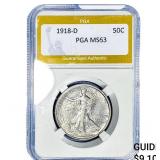 1918-D Walking Liberty Half Dollar PGA MS63