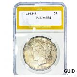 1922-S Silver Peace Dollar PGA MS64