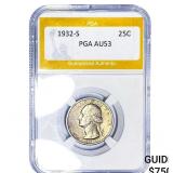1932-S Washington Silver Quarter PGA AU53