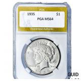 1935 Silver Peace Dollar PGA MS64