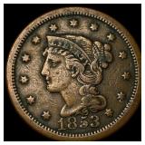 1853 Braided Hair Large Cent NEARLY UNCIRCULATED