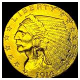 1914 Indian Head Gold $2.5 Quarter Eagle HIGH GRAD