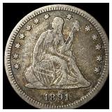 1891-S Silver Seated Liberty Quarter LIGHTLY CIRCU