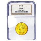 1893 $10 Gold Eagle NGC MS61