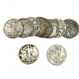 [10 Coins] Mixed Dates Walking Liberty Half Dollar