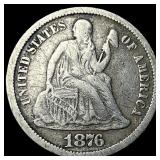 1876-CC Silver Seated Liberty Dime LIGHTLY CIRCULA