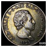 1829 Italy Silver 5 Lire