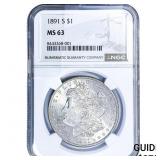 1891-S Morgan Silver Dollar NGC MS63