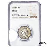 1948-S Washington Silver Quarter NGC MS67
