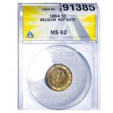 1864 5C Belgium Rep Date ANACS MS62