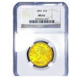 1893 $10 Gold Eagle NGC MS61