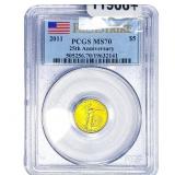 2011 1/10oz Gold Eagle $5 25th Ann. PCGS MS70