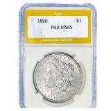 1890 Morgan Silver Dollar PGA MS65