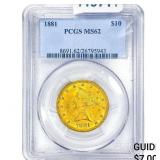 1881 $10 Gold Eagle PCGS MS62