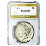 1921 Silver Peace Dollar PGA MS66