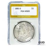1881-S Morgan Silver Dollar PGA MS65
