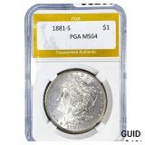 1881-S Morgan Silver Dollar PGA MS64