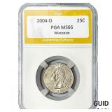 2004-D Wisconsin Quarter PGA MS66