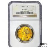1881-S $10 Gold Eagle NGC MS62