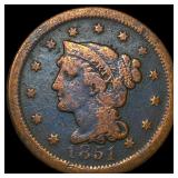 1851 Braided Hair Large Cent NICELY CIRCULATED
