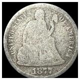 1877-CC Silver Seated Liberty Dime NICELY CIRCULAT