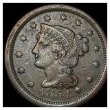 1854 Braided Hair Large Cent LIGHTLY CIRCULATED
