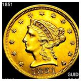 1851 $2.50 Gold Quarter Eagle CHOICE BU
