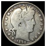 1892 Silver Half Dollar (Barber) LIGHTLY CIRCULATE