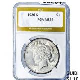 1926-S Silver Peace Dollar PGA MS64