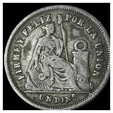 1866 Peru Silver Dinero KM 190