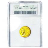 1913 $2.50 Gold Quarter Eagle ANACS AU58