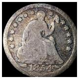 1854 Seated Liberty Silver Half Dime NICELY CIRCUL