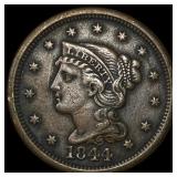 1844 Braided Hair Large Cent LIGHTLY CIRCULATED