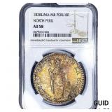 1838LIMA MB Peru Silver 8 Reales NGC AU58