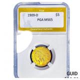 1909-D $5 Gold Half Eagle PGA MS65