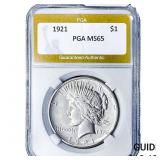 1921 Silver Peace Dollar PGA MS65