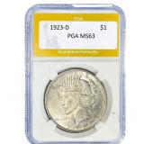 1923-D Silver Peace Dollar PGA MS63