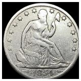 1854-O Arrows Silver Seated Liberty Half  Dollar